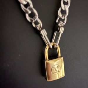 Louis Vuitton Brass Padlock on Cuban Link Chain